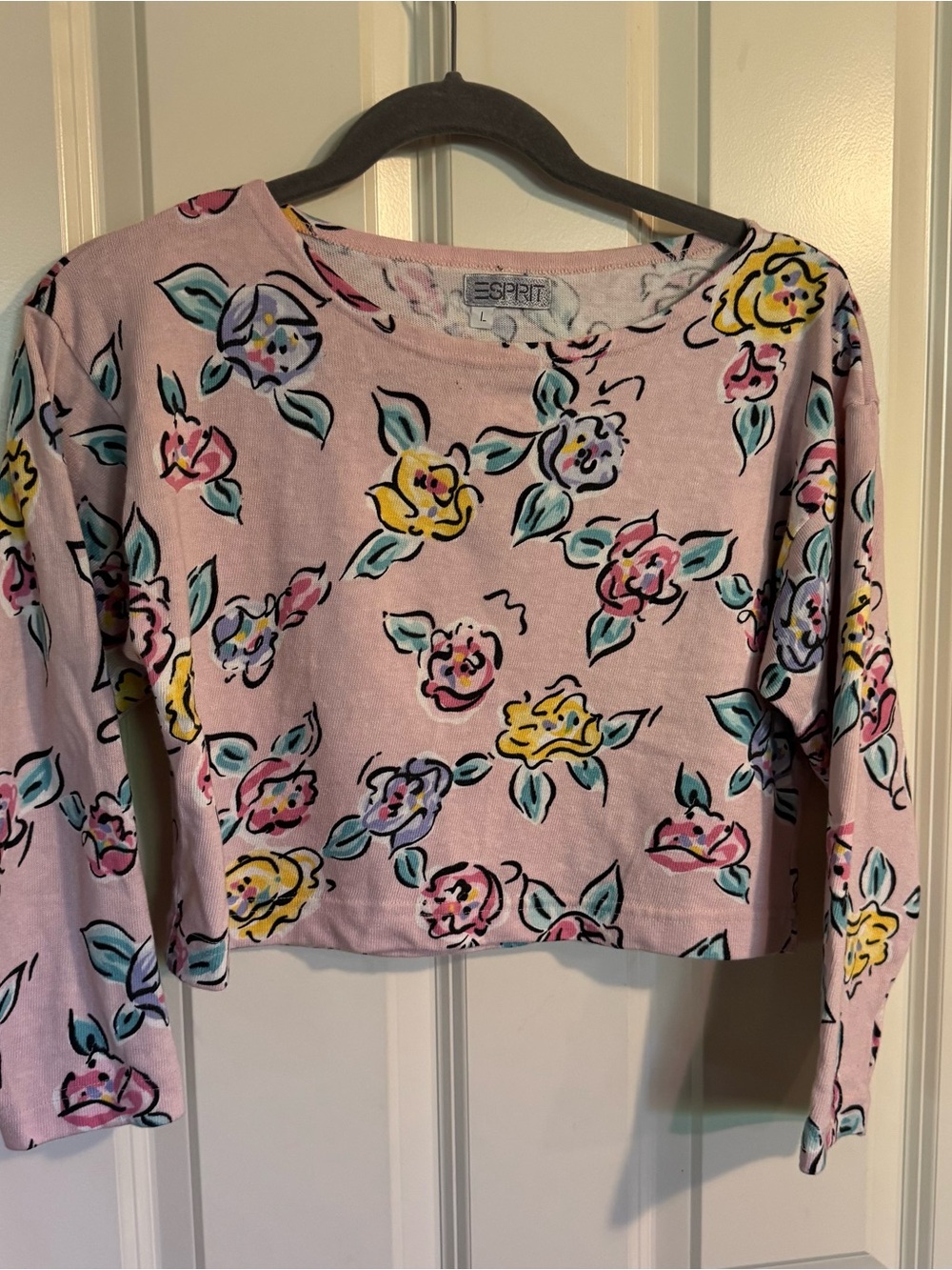 Esprit Light Pink Floral Top with Multicolor Blooms